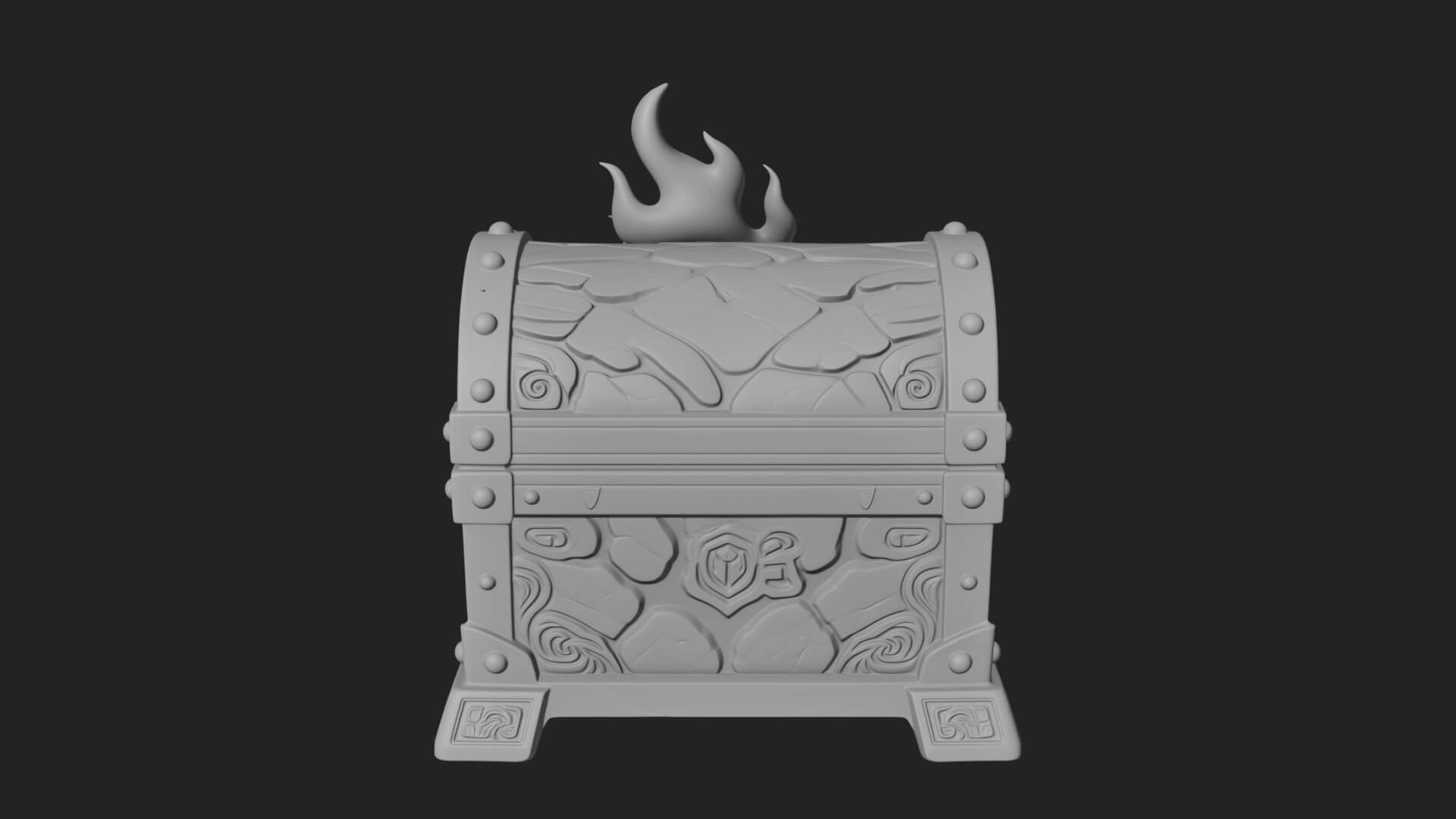 Flame Wreathed Treasure Chest Model Design 2 3D Print Model 3D Model