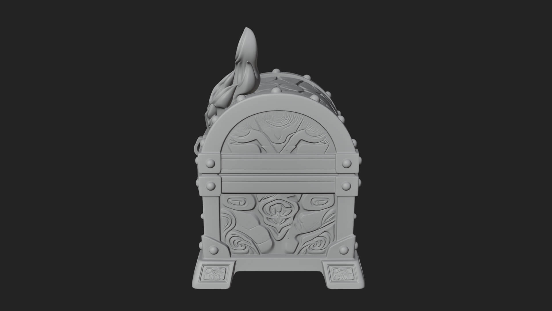 Flame Wreathed Treasure Chest Model Design 2 3D Print Model 3D Model