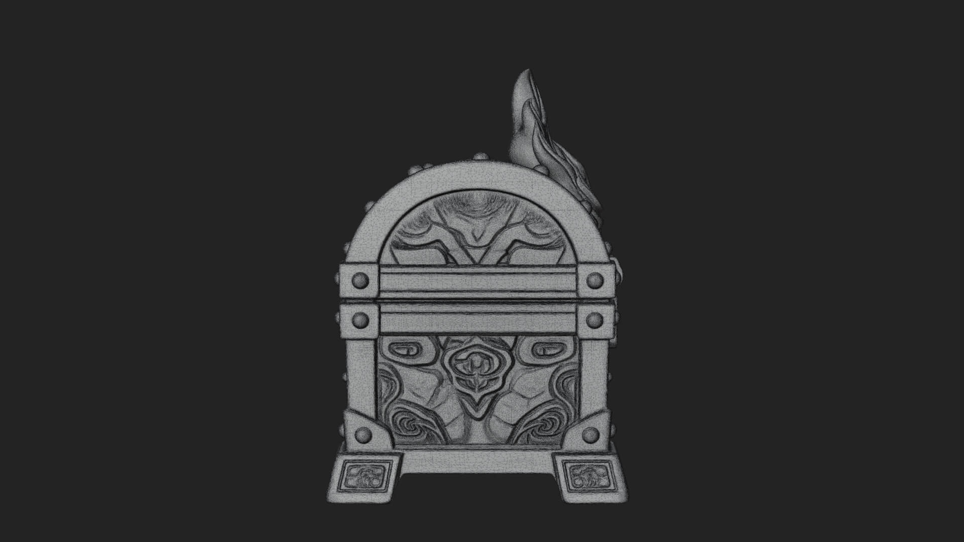Flame Wreathed Treasure Chest Model Design 2 3D Print Model 3D Model