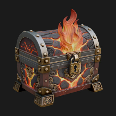 Flame Wreathed Treasure Chest Model Design 2 3D Print Model