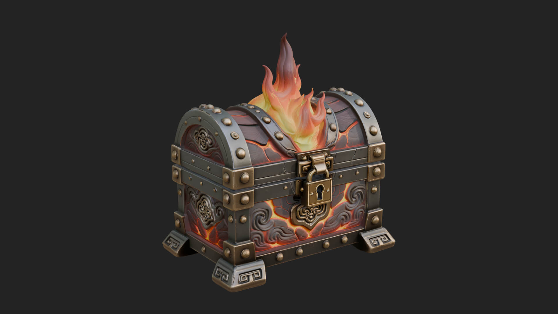 Flame Wreathed Treasure Chest Model Design 3 3D Print Model 3D Model