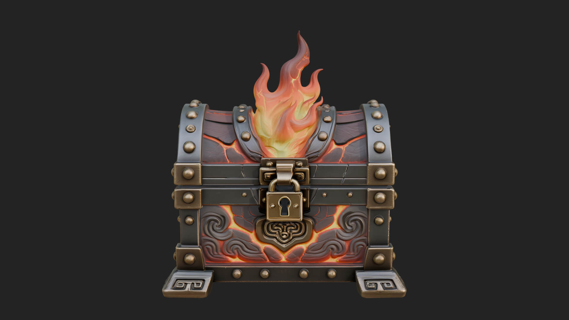 Flame Wreathed Treasure Chest Model Design 3 3D Print Model 3D Model