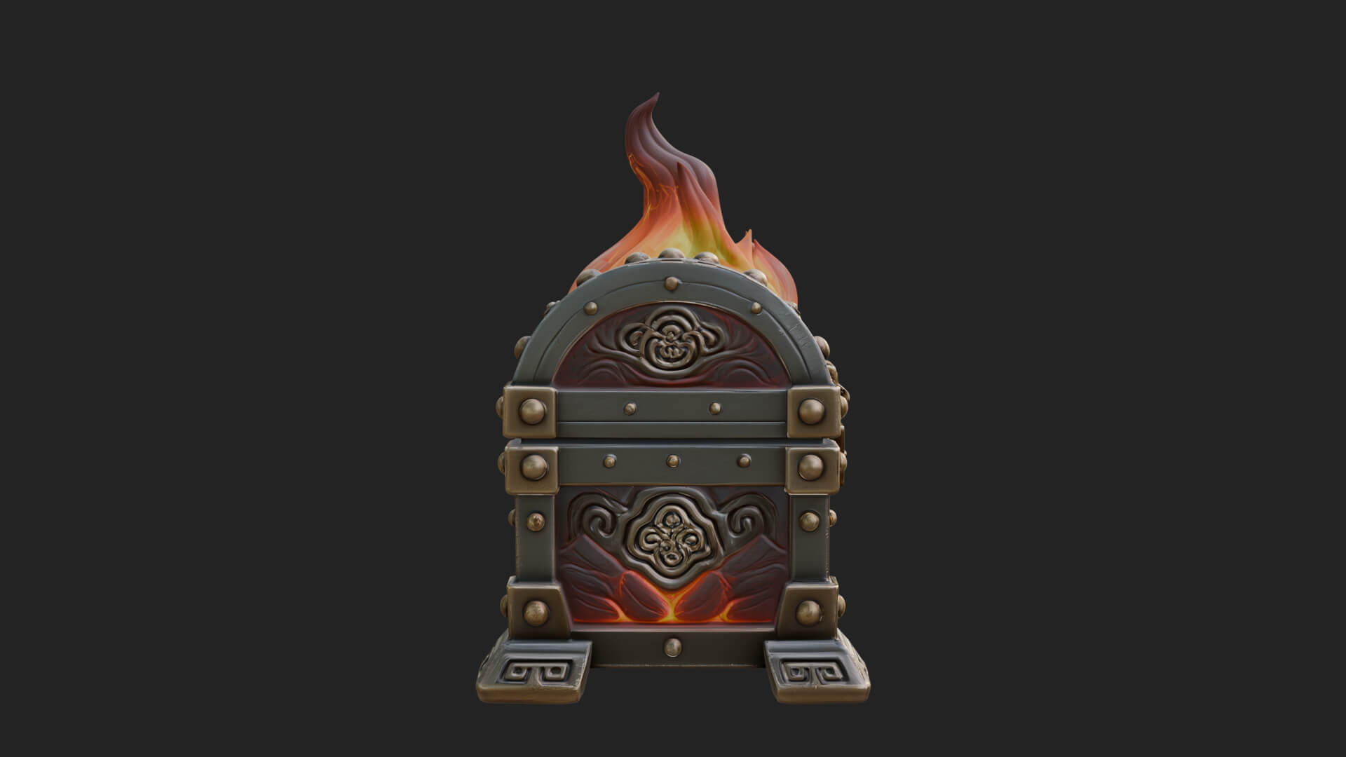 Flame Wreathed Treasure Chest Model Design 3 3D Print Model 3D Model