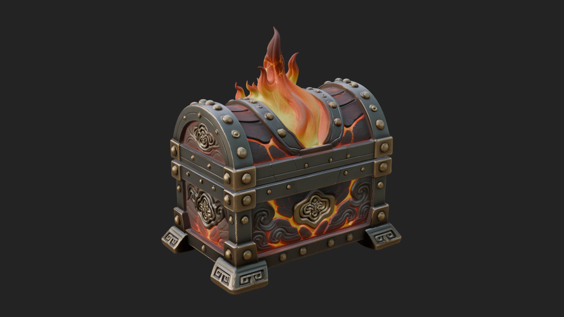 Flame Wreathed Treasure Chest Model Design 3 3D Print Model 3D Model