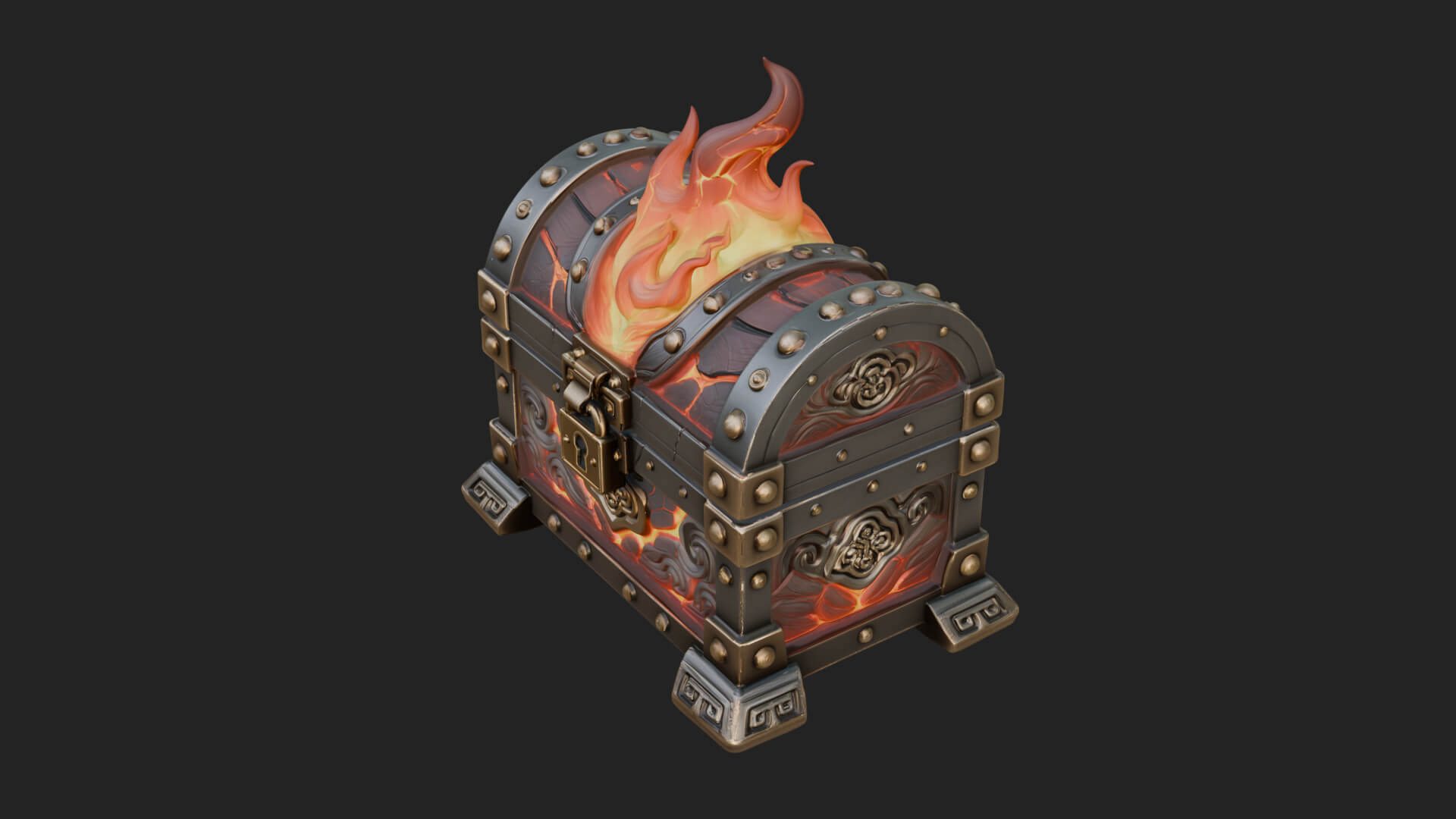 Flame Wreathed Treasure Chest Model Design 3 3D Print Model 3D Model