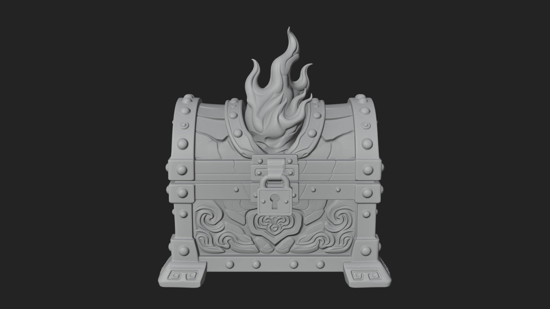 Flame Wreathed Treasure Chest Model Design 3 3D Print Model 3D Model