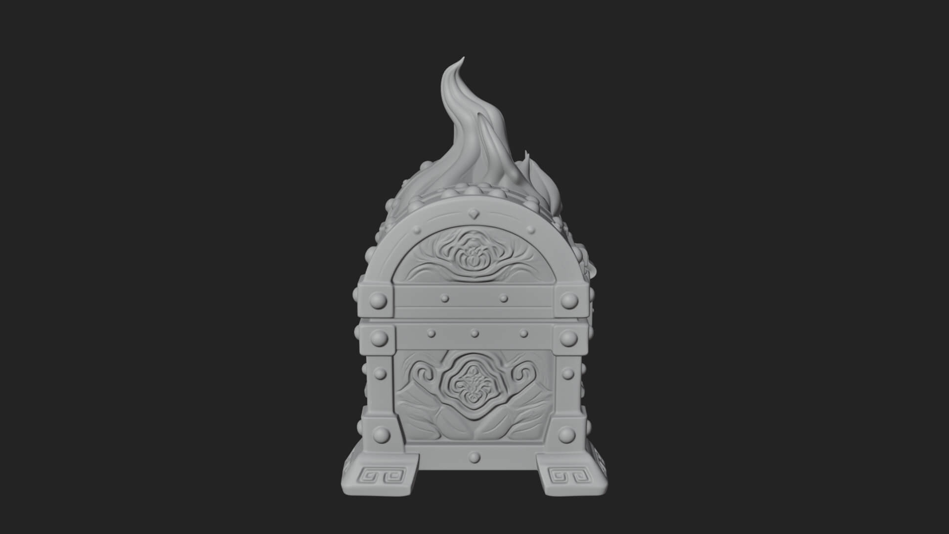 Flame Wreathed Treasure Chest Model Design 3 3D Print Model 3D Model