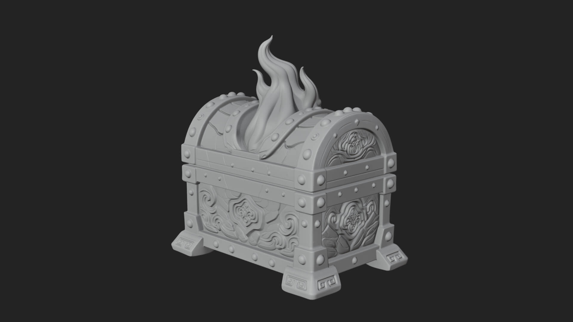 Flame Wreathed Treasure Chest Model Design 3 3D Print Model 3D Model