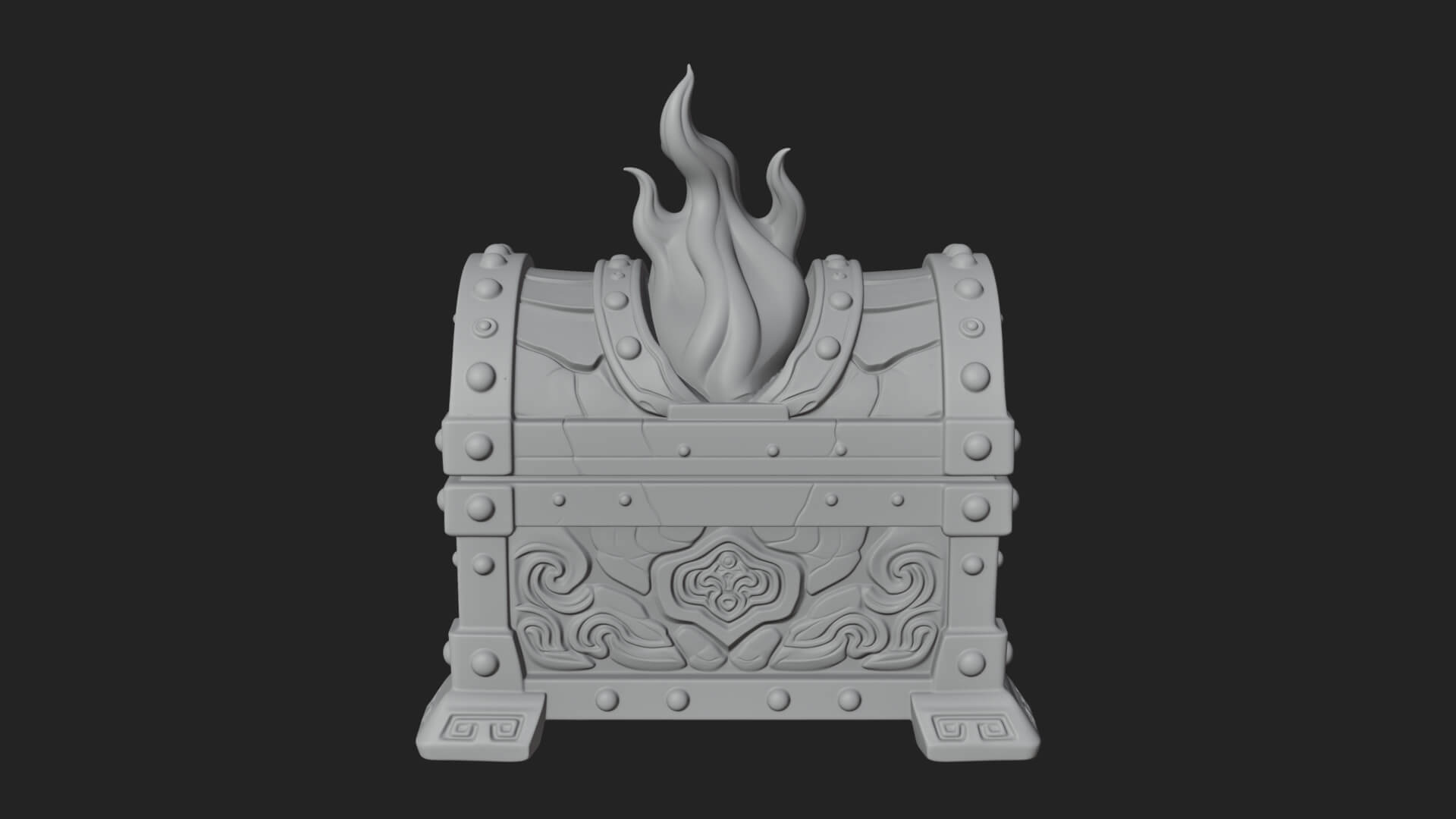 Flame Wreathed Treasure Chest Model Design 3 3D Print Model 3D Model