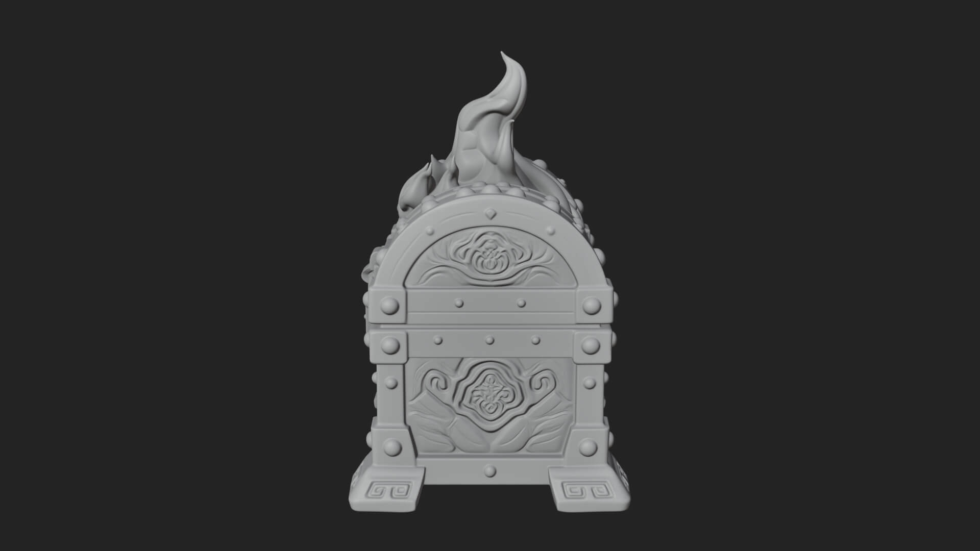Flame Wreathed Treasure Chest Model Design 3 3D Print Model 3D Model