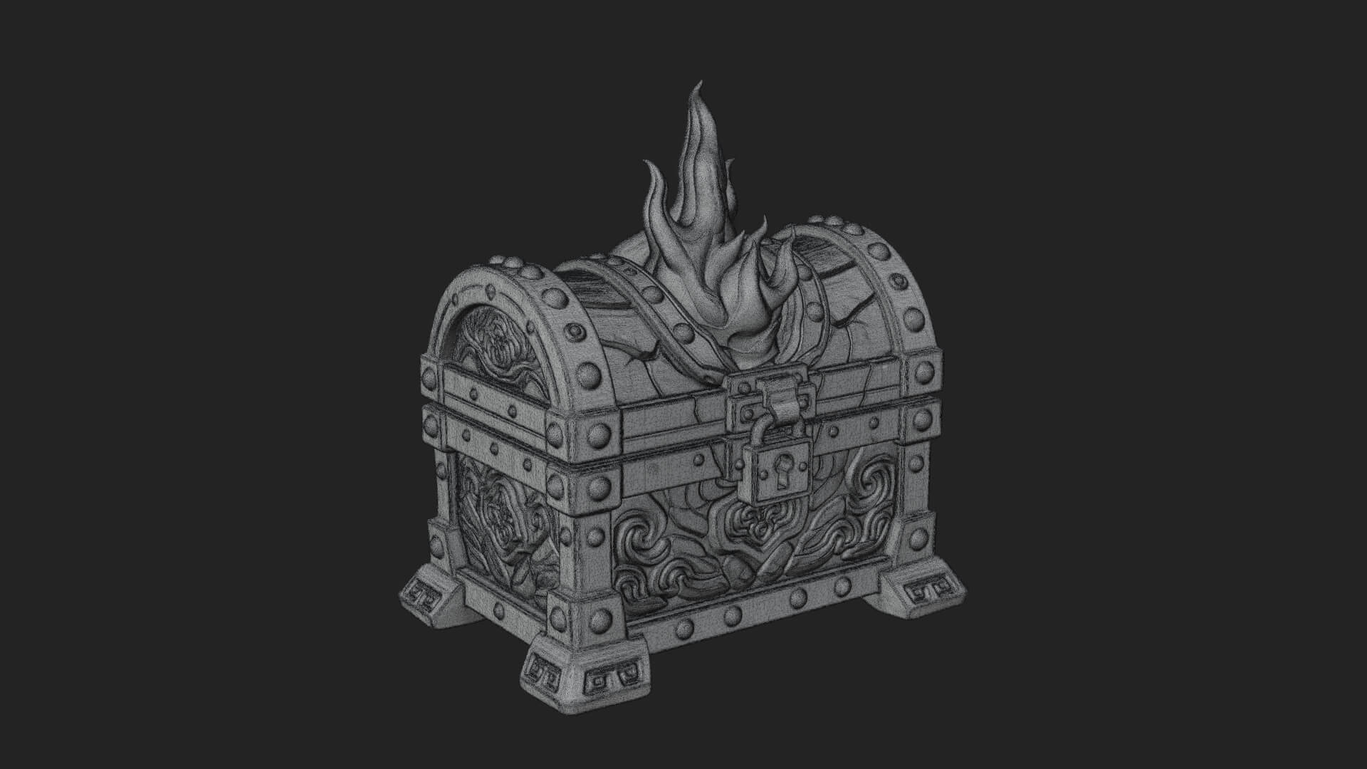 Flame Wreathed Treasure Chest Model Design 3 3D Print Model 3D Model