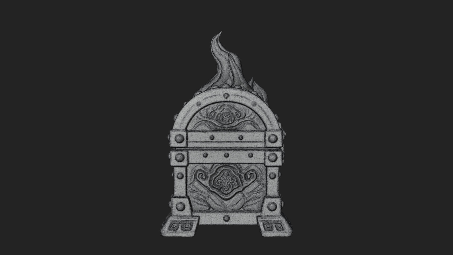 Flame Wreathed Treasure Chest Model Design 3 3D Print Model 3D Model