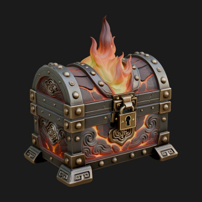 Flame Wreathed Treasure Chest Model Design 3 3D Print Model