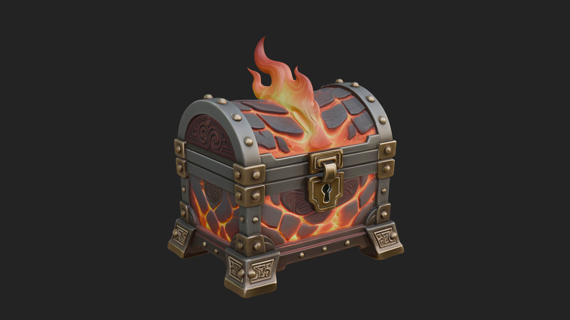 Flame Wreathed Treasure Chest Model Design 4 3D Print Model 3D Model