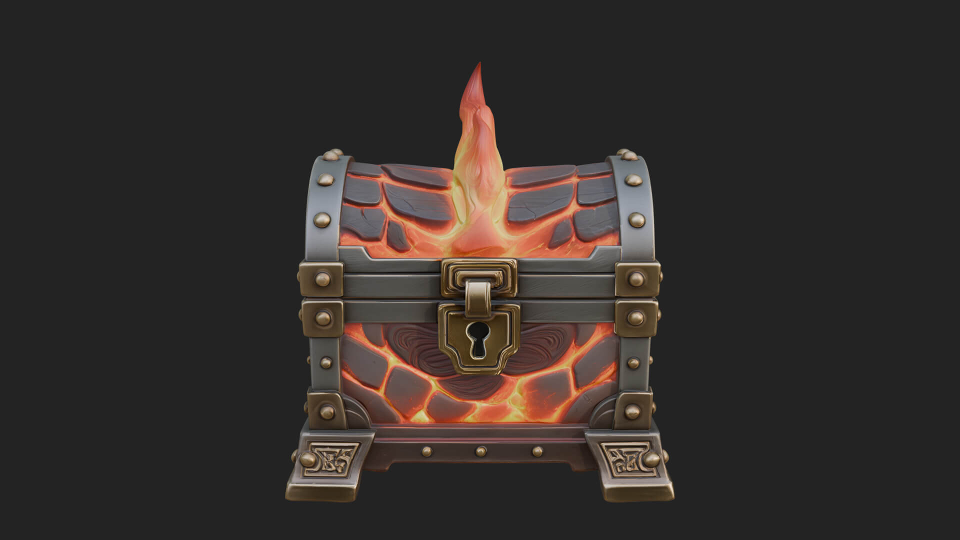 Flame Wreathed Treasure Chest Model Design 4 3D Print Model 3D Model
