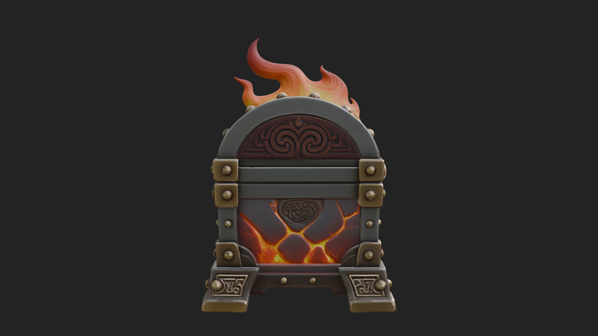 Flame Wreathed Treasure Chest Model Design 4 3D Print Model 3D Model