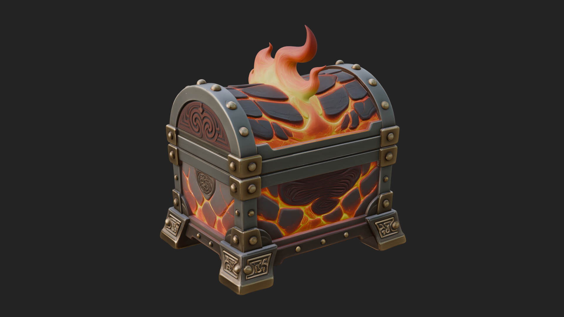 Flame Wreathed Treasure Chest Model Design 4 3D Print Model 3D Model