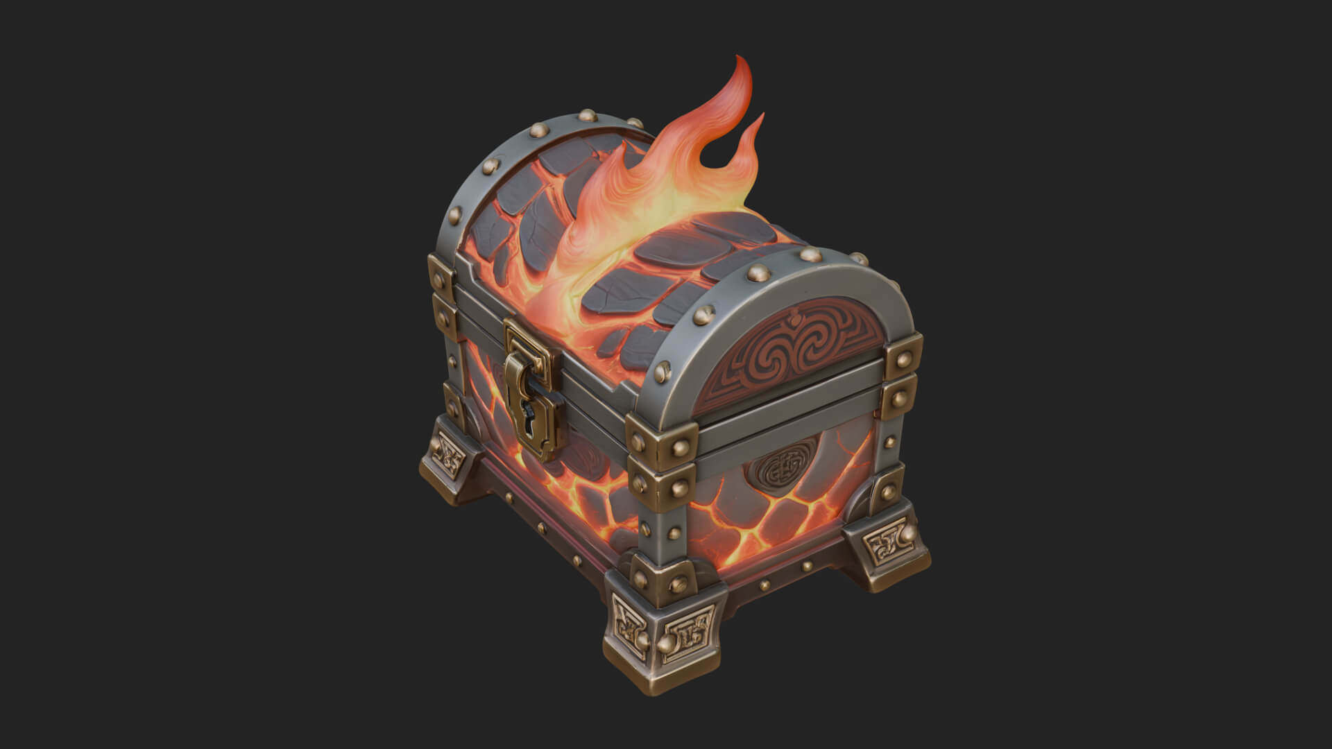 Flame Wreathed Treasure Chest Model Design 4 3D Print Model 3D Model