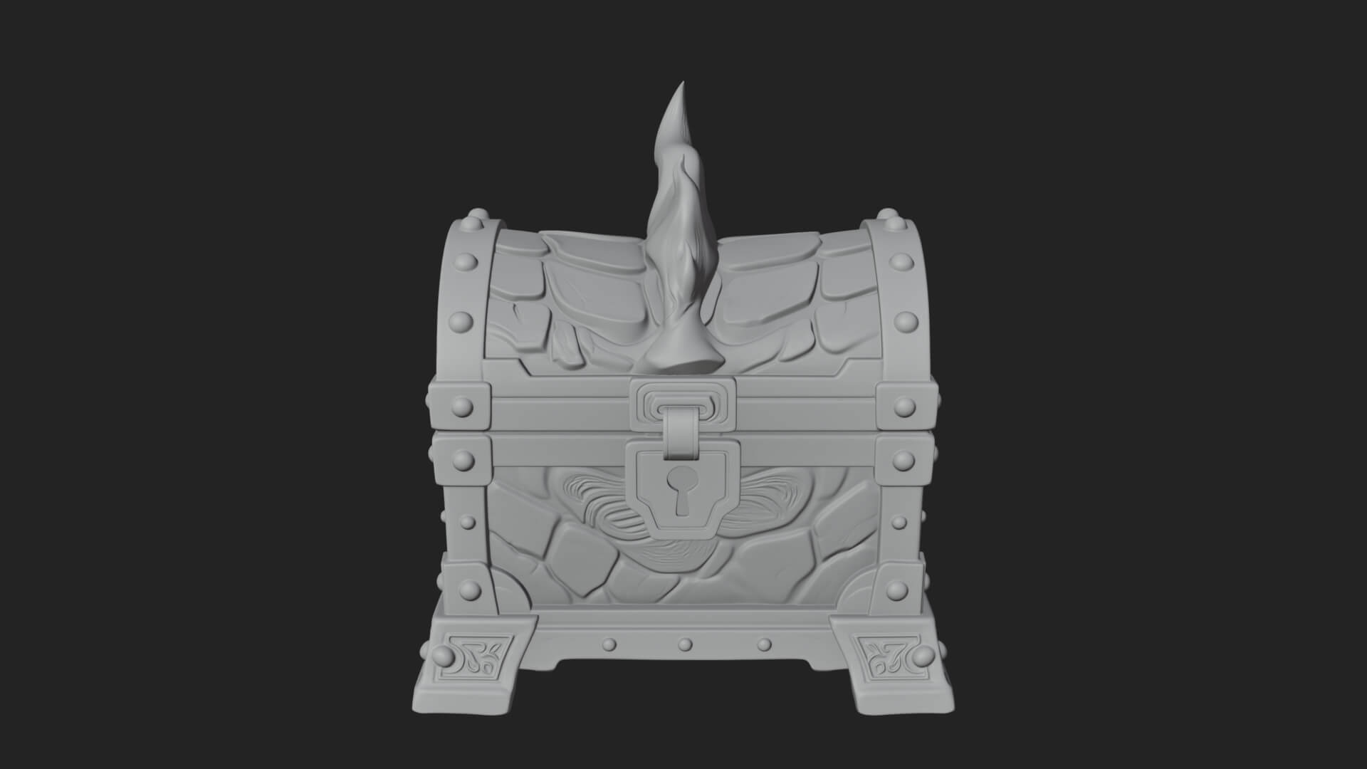 Flame Wreathed Treasure Chest Model Design 4 3D Print Model 3D Model
