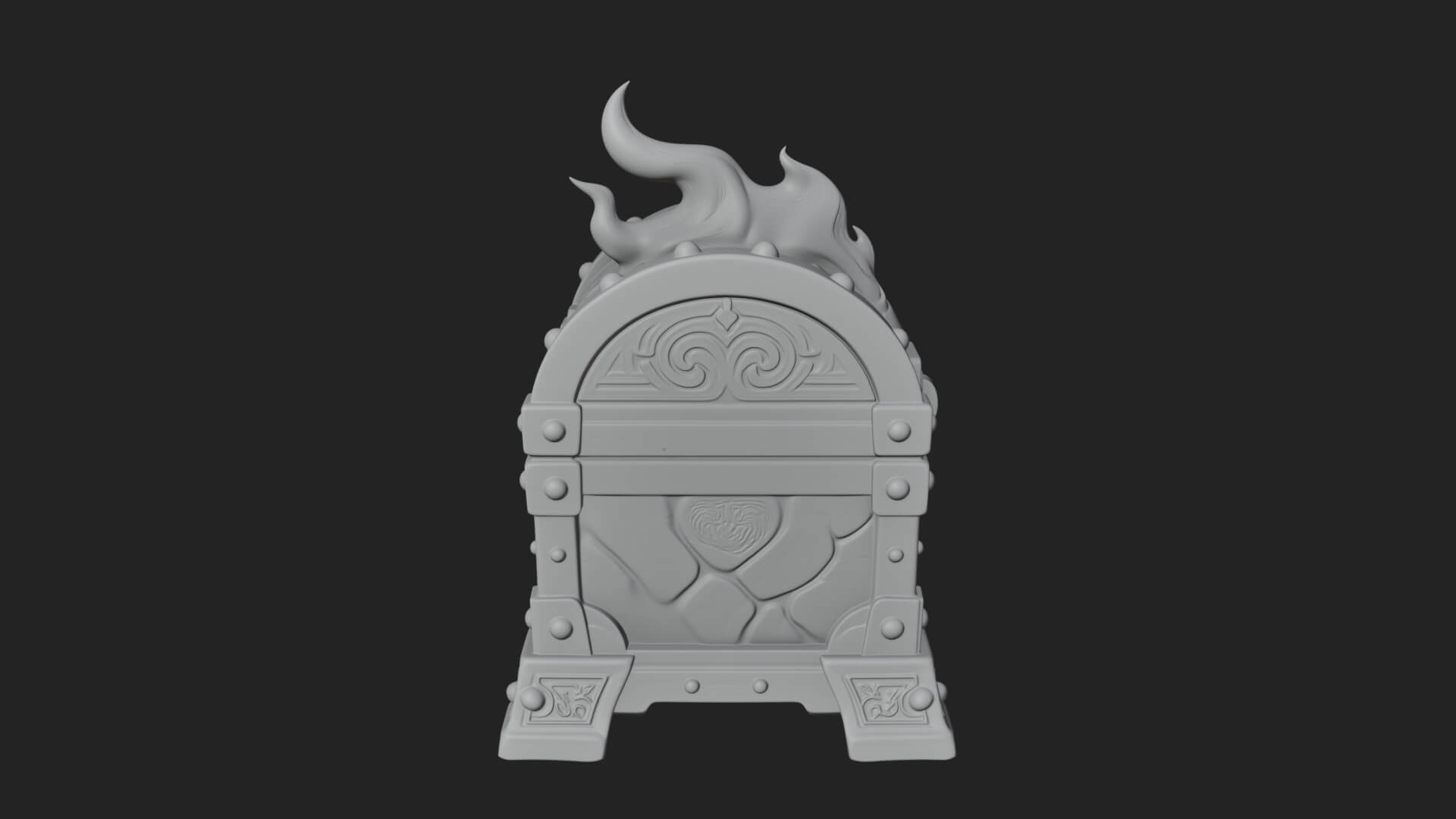 Flame Wreathed Treasure Chest Model Design 4 3D Print Model 3D Model