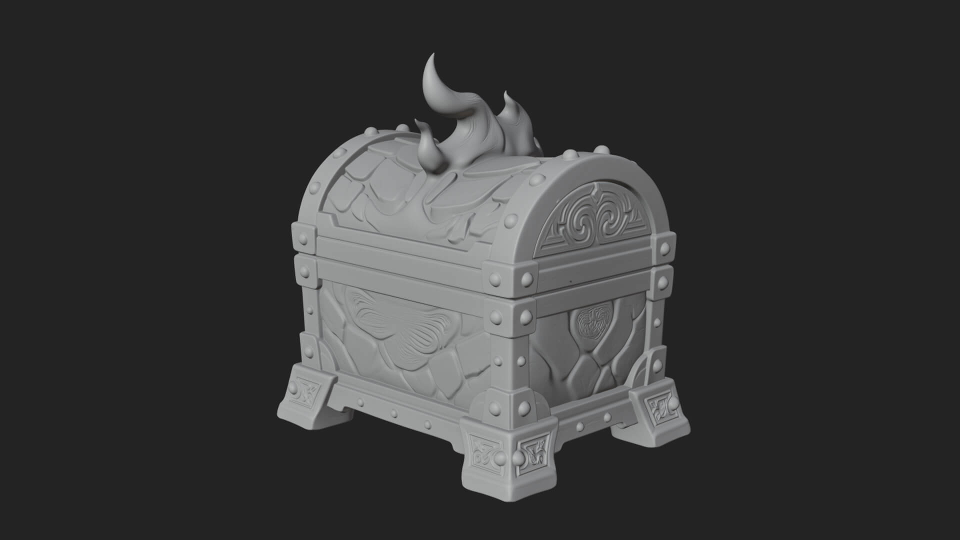 Flame Wreathed Treasure Chest Model Design 4 3D Print Model 3D Model