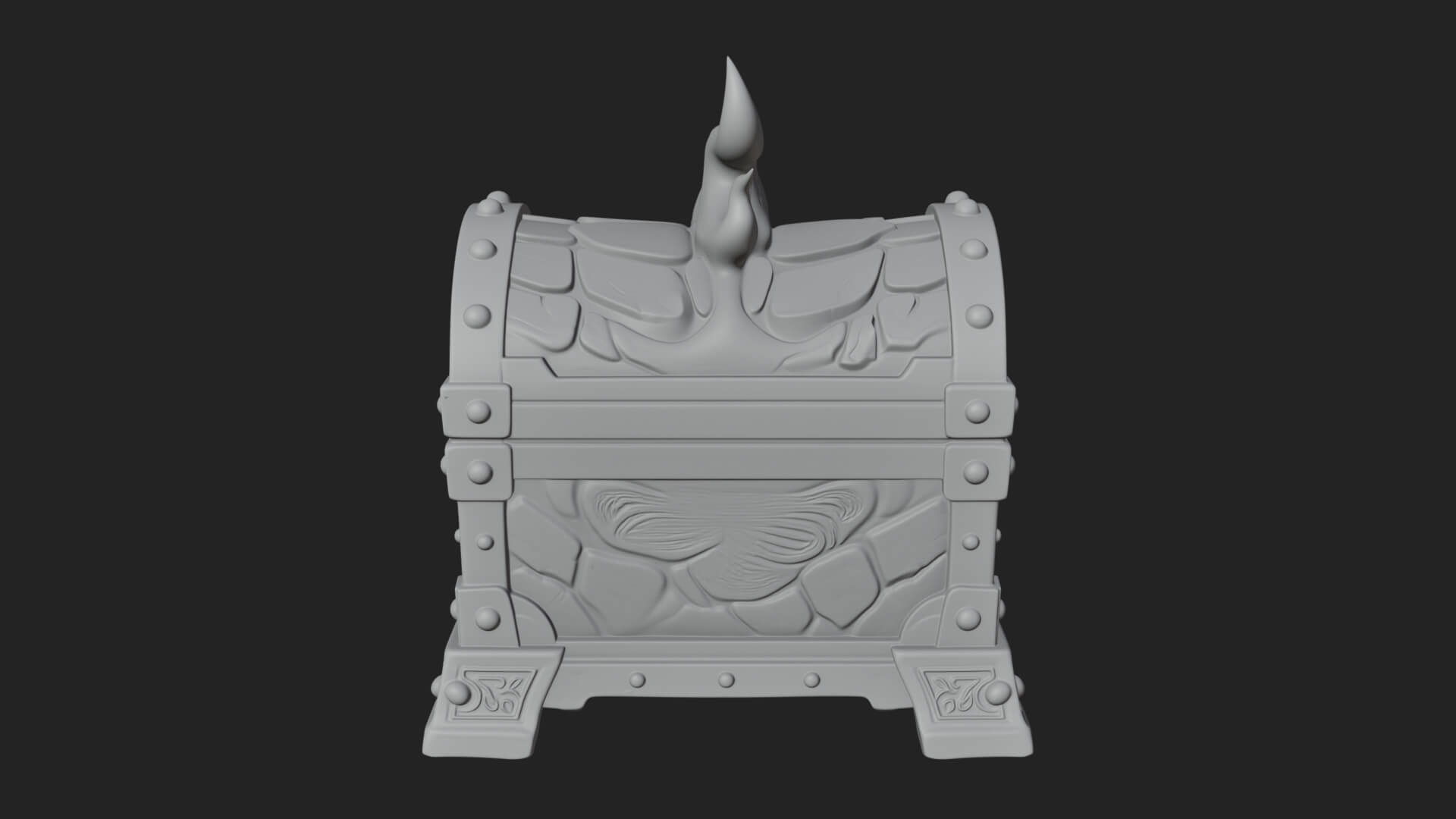 Flame Wreathed Treasure Chest Model Design 4 3D Print Model 3D Model