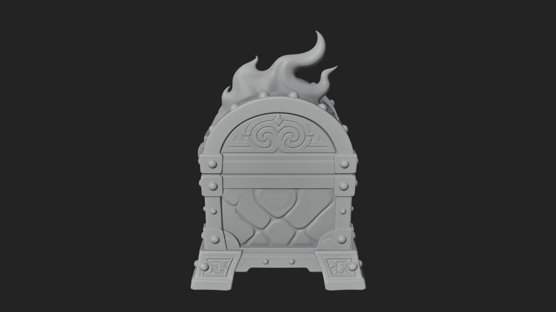 Flame Wreathed Treasure Chest Model Design 4 3D Print Model 3D Model