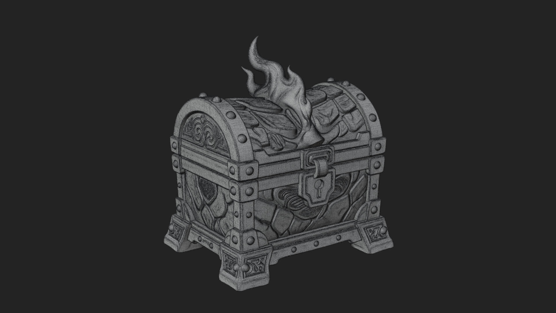 Flame Wreathed Treasure Chest Model Design 4 3D Print Model 3D Model