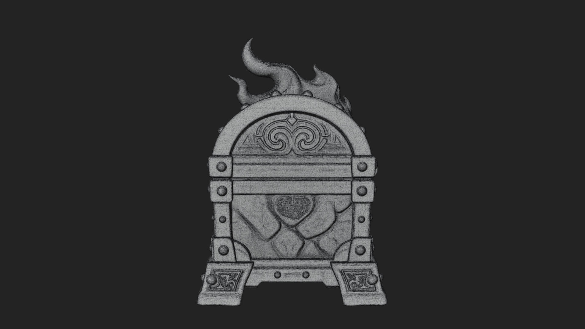 Flame Wreathed Treasure Chest Model Design 4 3D Print Model 3D Model