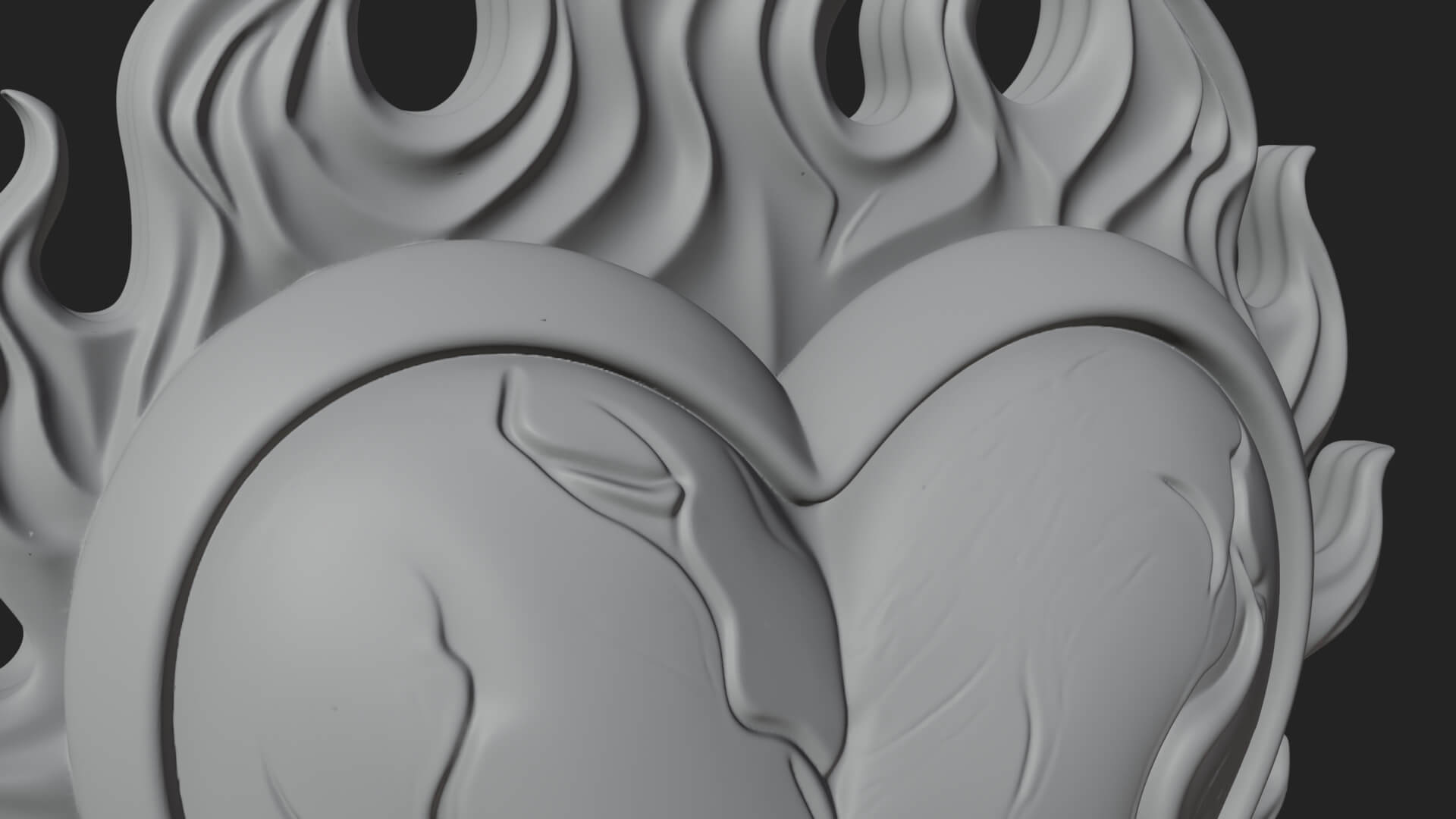 Flaming Heart on Stand Statue Design 1 3D Print Model 3D Model