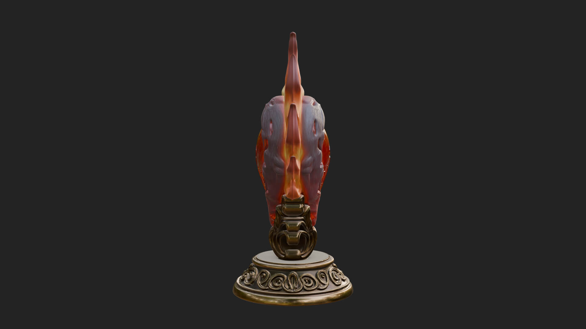 Flaming Heart on Stand Statue Design 2 3D Print Model 3D Model