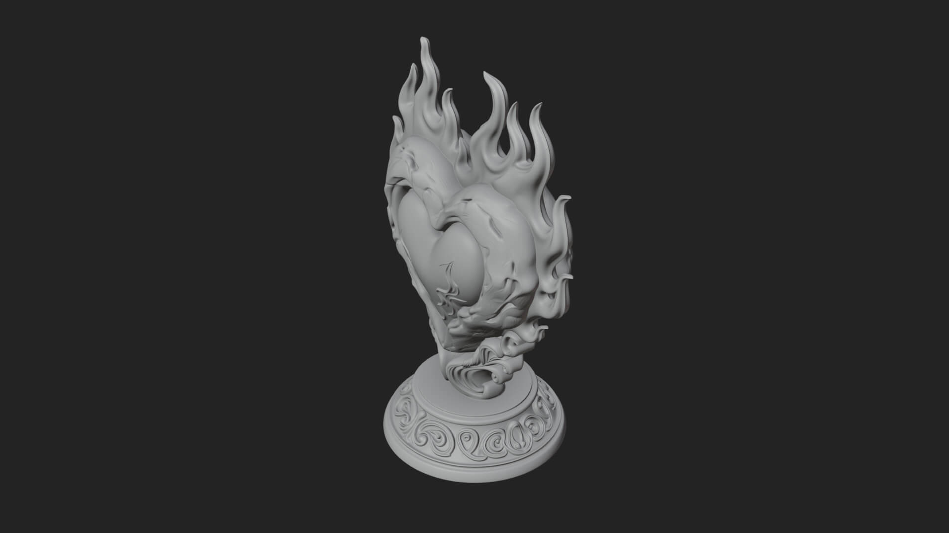 Flaming Heart on Stand Statue Design 2 3D Print Model 3D Model