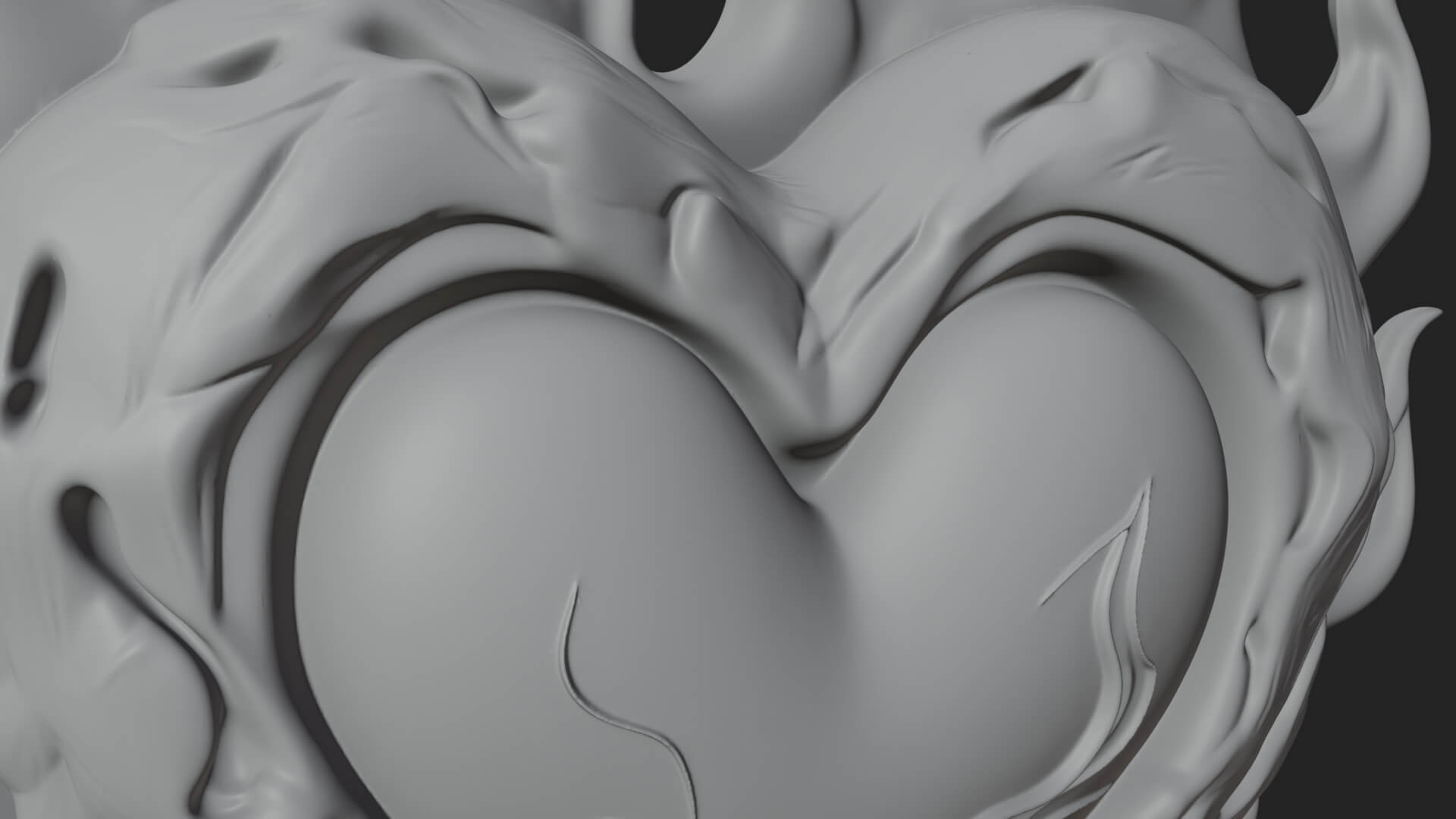 Flaming Heart on Stand Statue Design 2 3D Print Model 3D Model