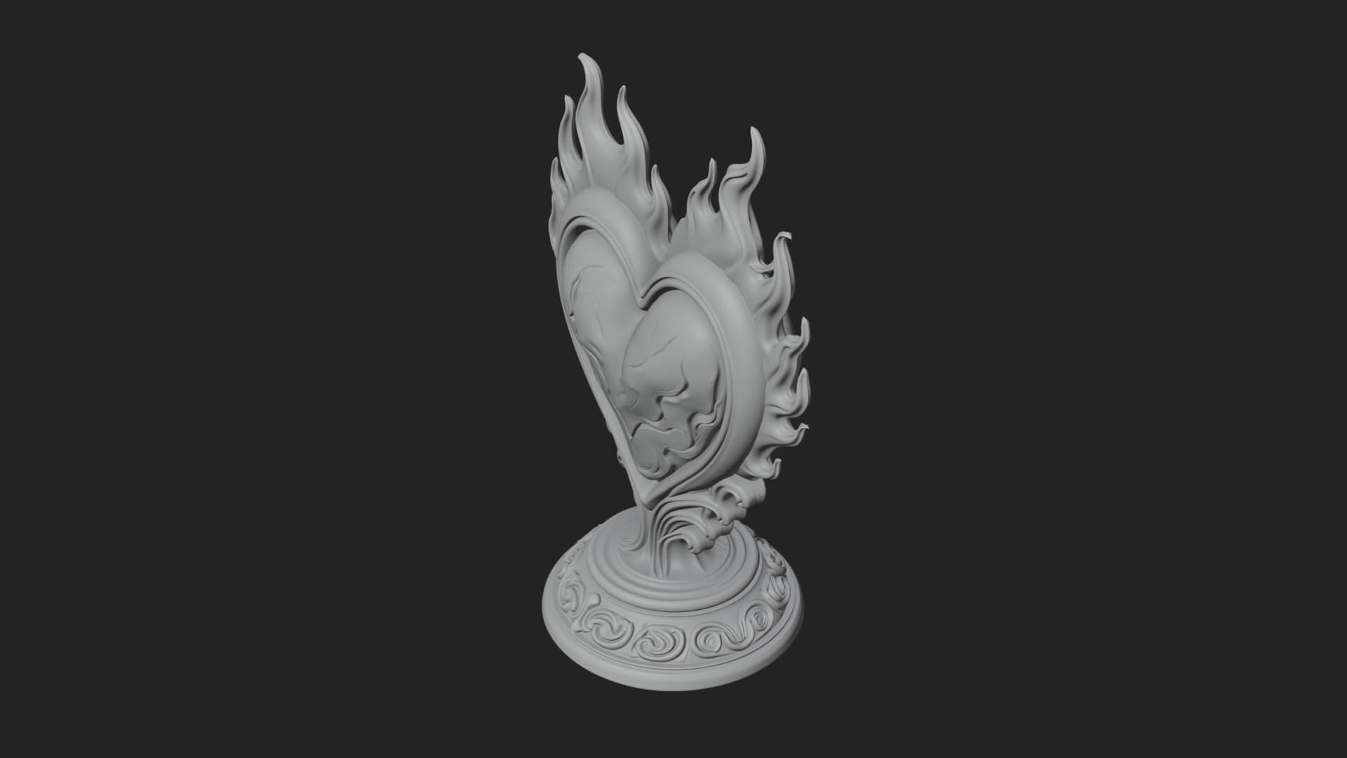 Flaming Heart on Stand Statue Design 3 3D Print Model 3D Model