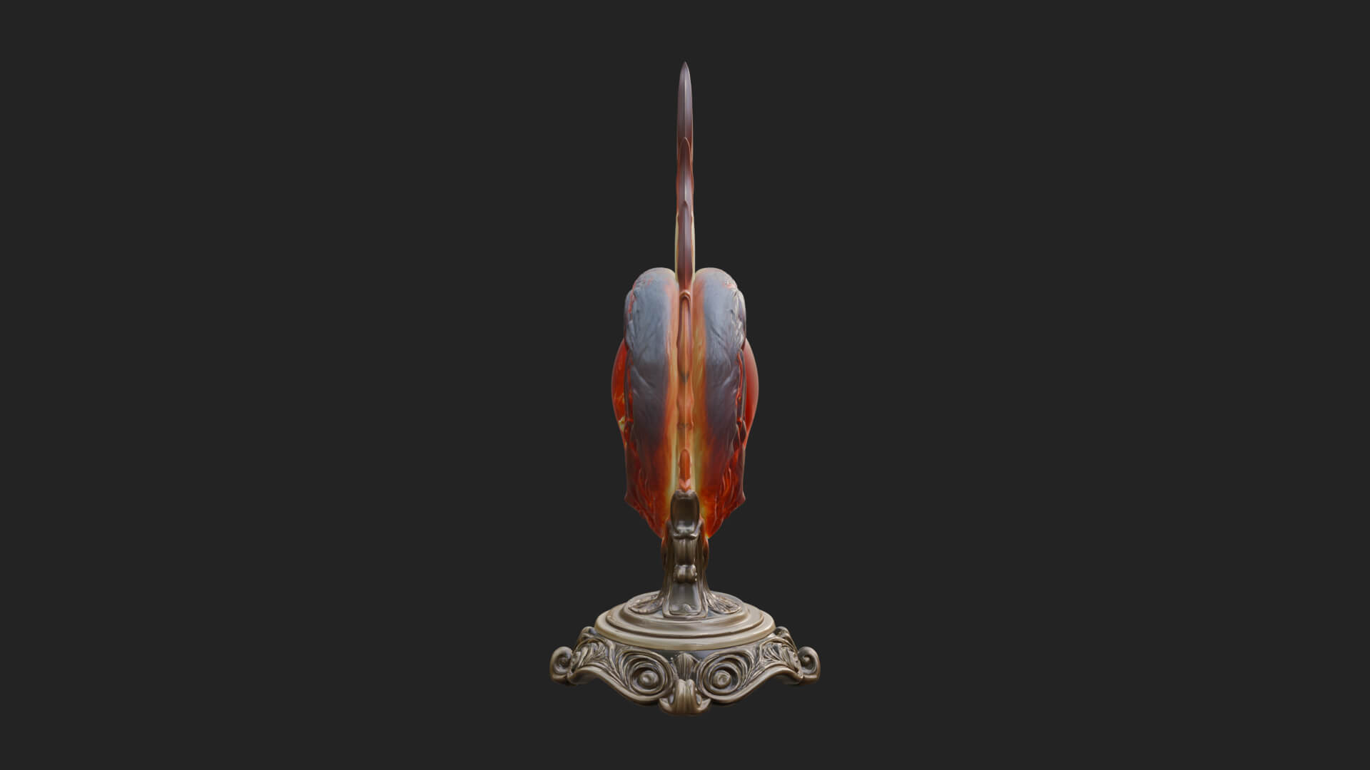 Flaming Heart on Stand Statue Design 4 3D Print Model 3D Model