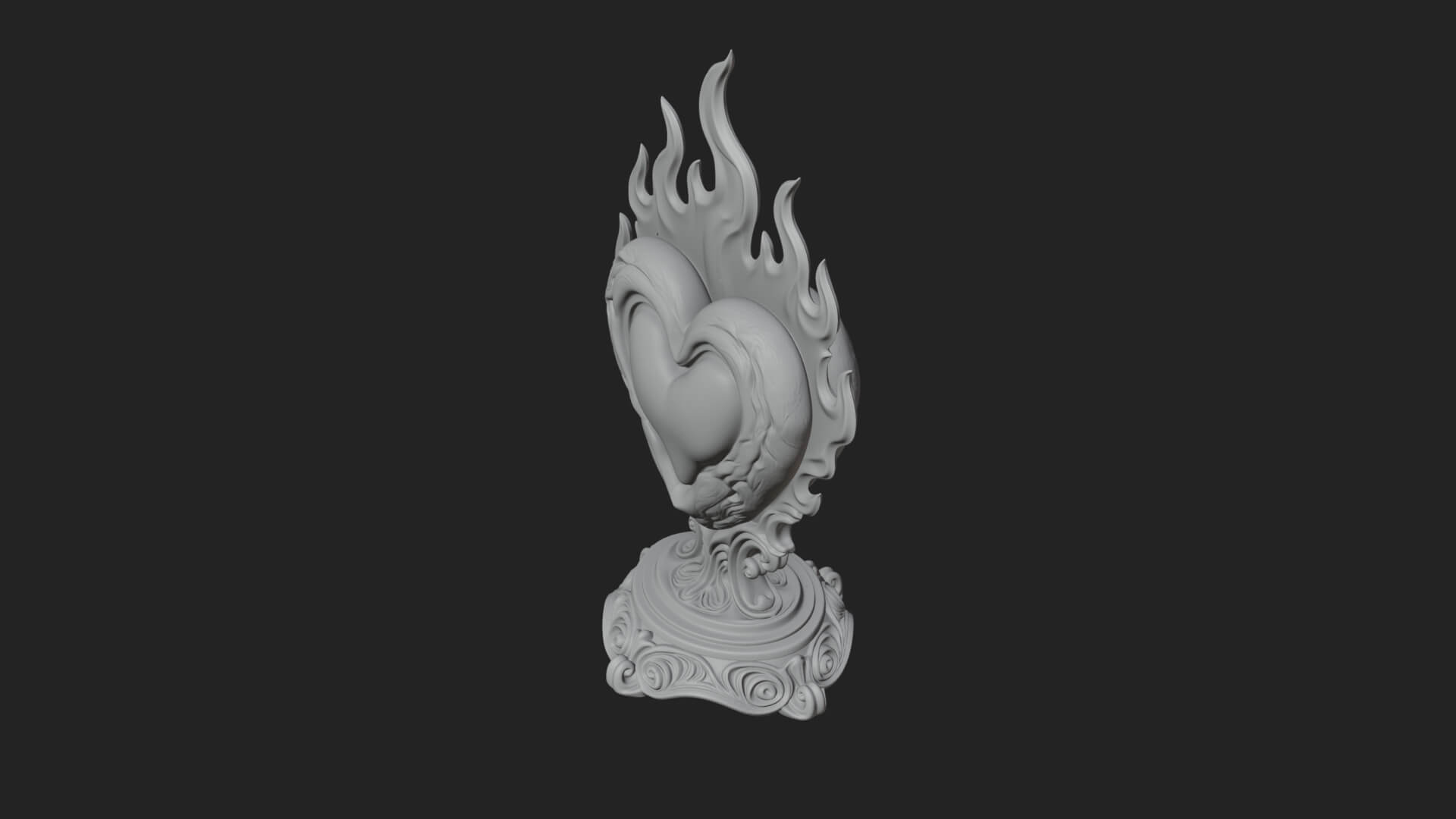 Flaming Heart on Stand Statue Design 4 3D Print Model 3D Model