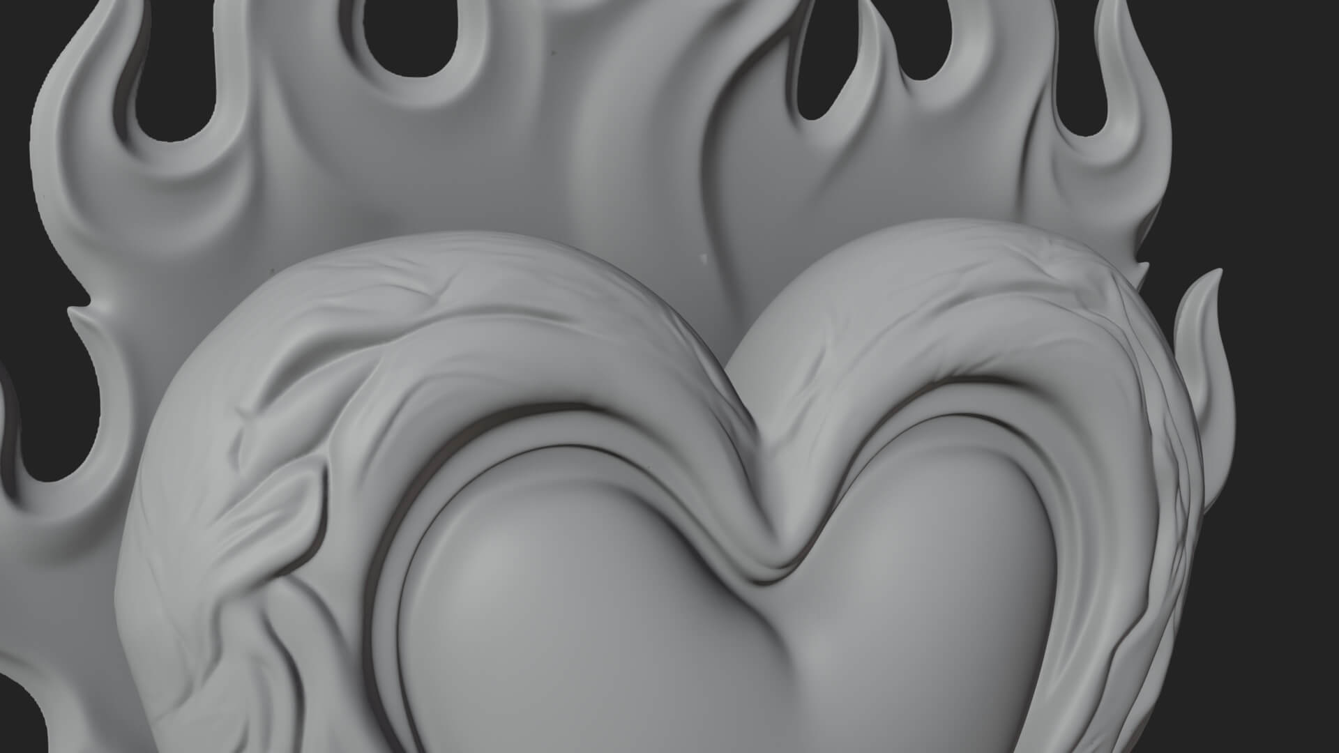 Flaming Heart on Stand Statue Design 4 3D Print Model 3D Model