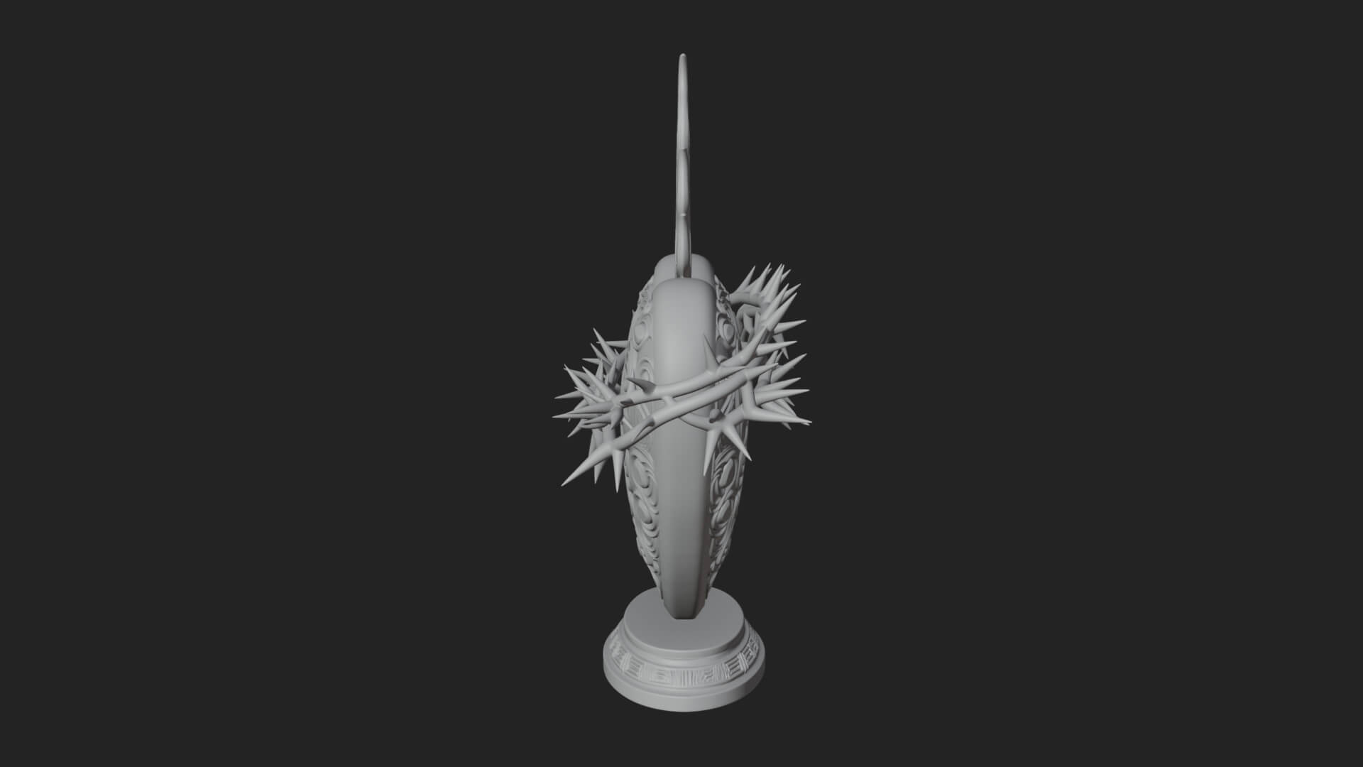 Flaming Sacred Heart Ornament Design 1 3D Print Model 3D Model