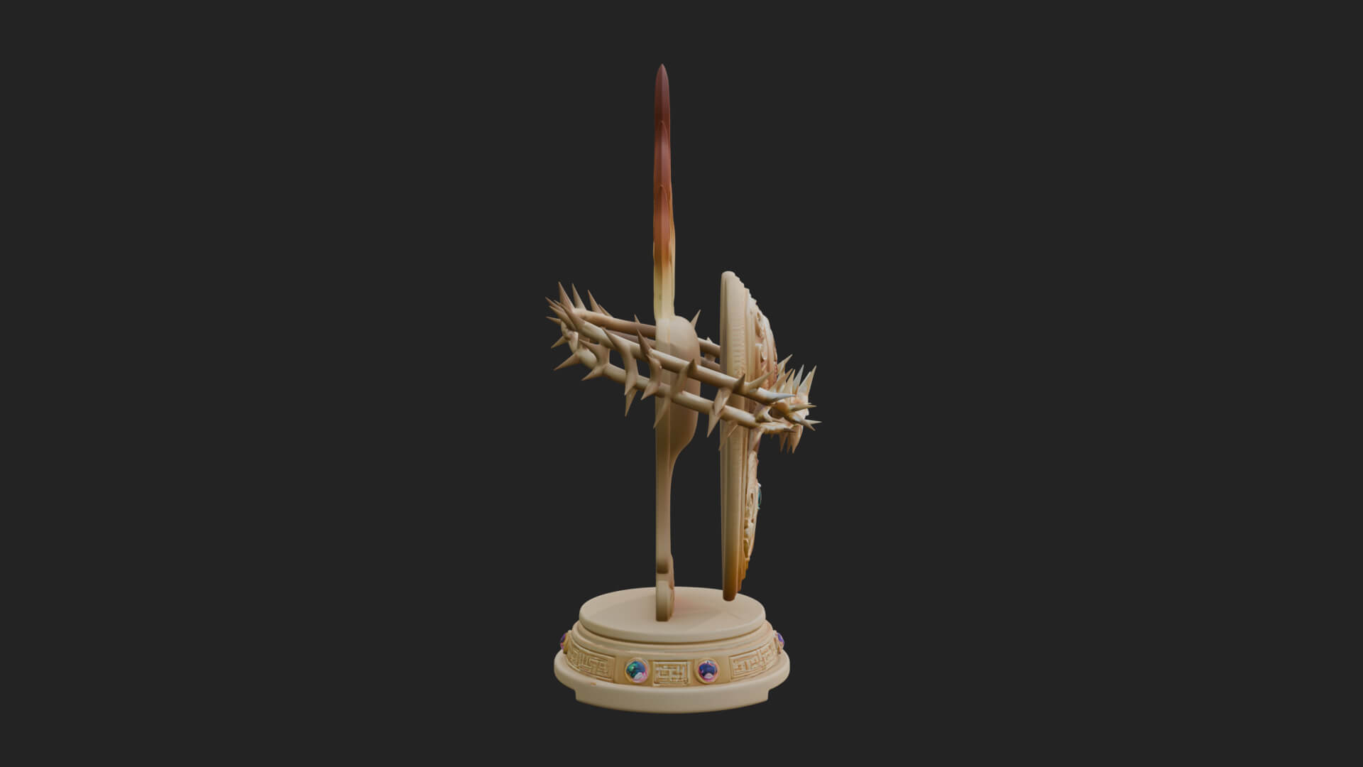 Flaming Sacred Heart Ornament Design 2 3D Print Model 3D Model