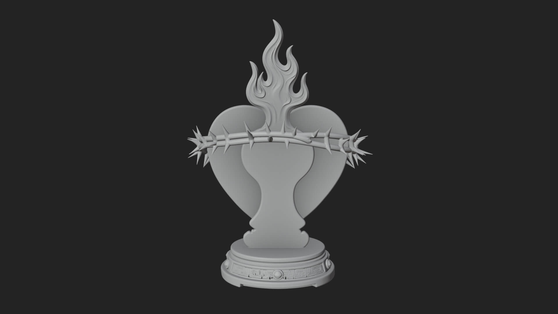 Flaming Sacred Heart Ornament Design 2 3D Print Model 3D Model