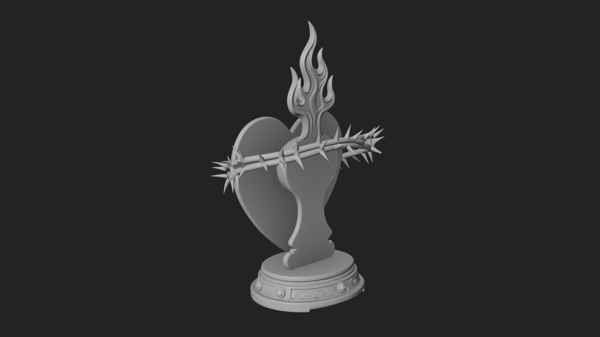 Flaming Sacred Heart Ornament Design 2 3D Print Model 3D Model