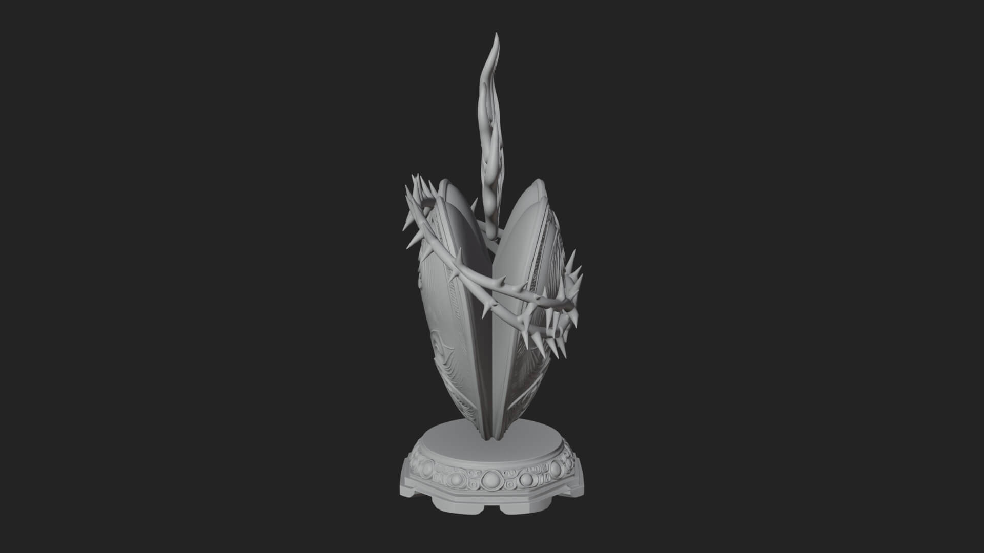 Flaming Sacred Heart Ornament Design 3 3D Print Model 3D Model