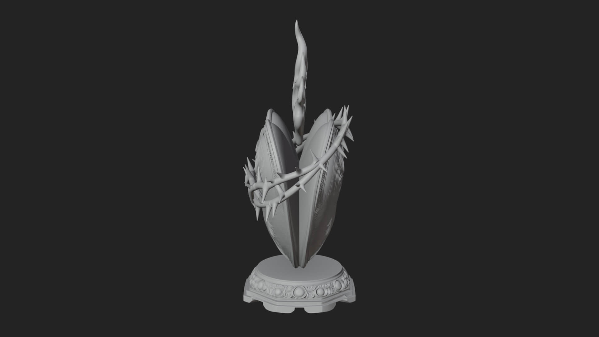 Flaming Sacred Heart Ornament Design 3 3D Print Model 3D Model