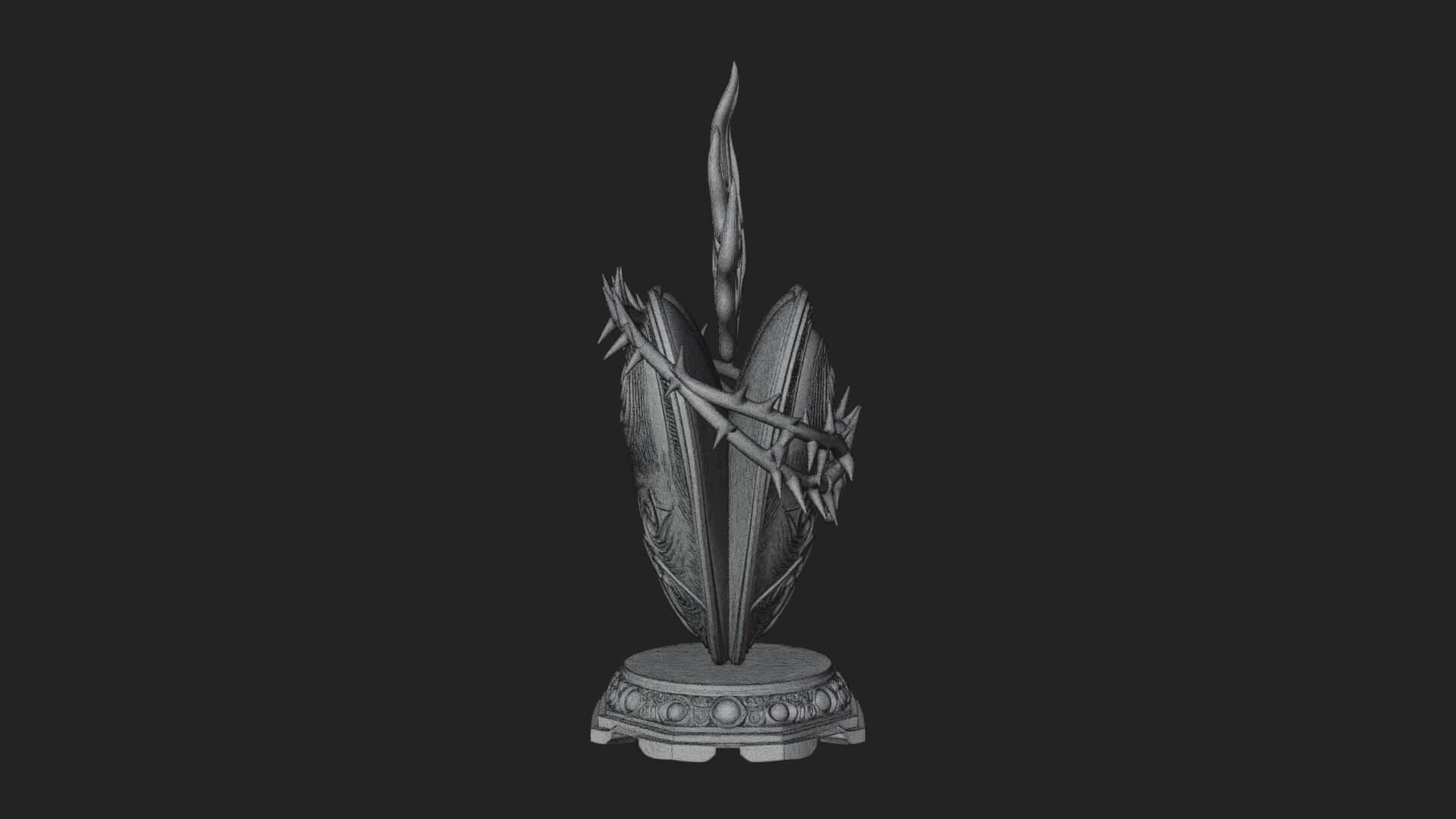 Flaming Sacred Heart Ornament Design 3 3D Print Model 3D Model