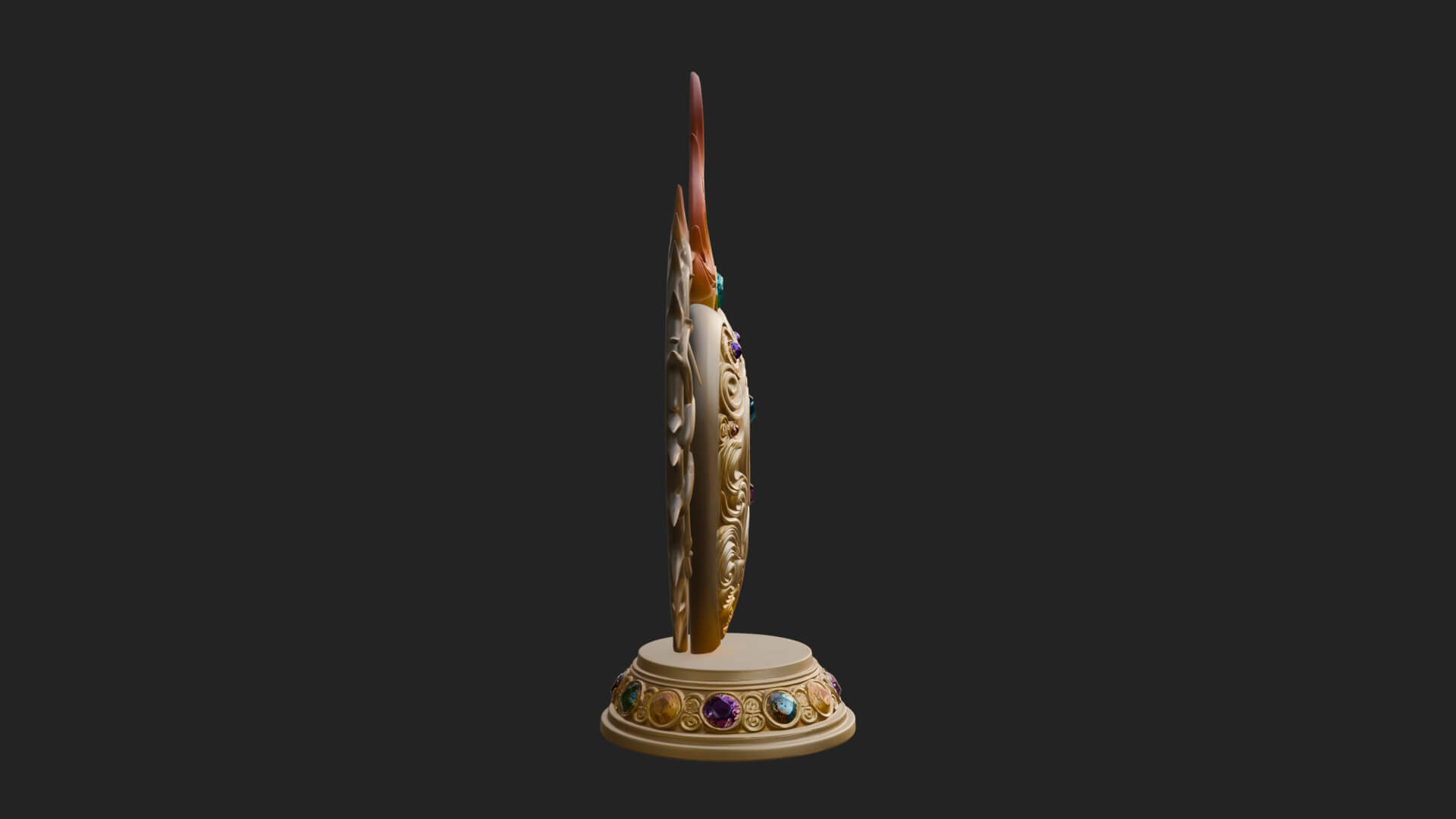 Flaming Sacred Heart Ornament Design 4 3D Print Model 3D Model