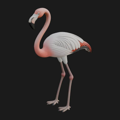 Flamingo Bird Statue Design 1 3D Print Model