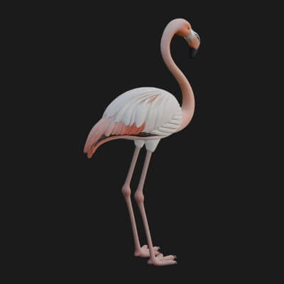 Flamingo Bird Statue Design 3 3D Print Model