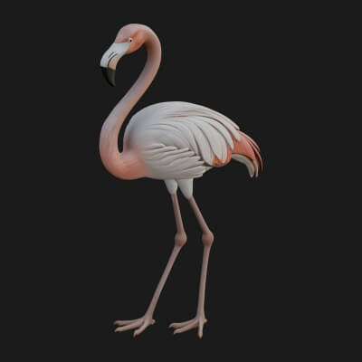 Flamingo Bird Statue Design 4 3D Print Model