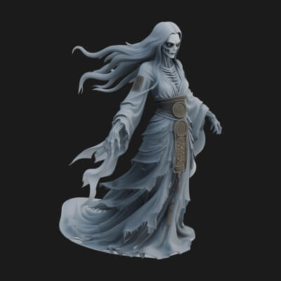 Floating Ghost Statue Design 11 3D Print Model