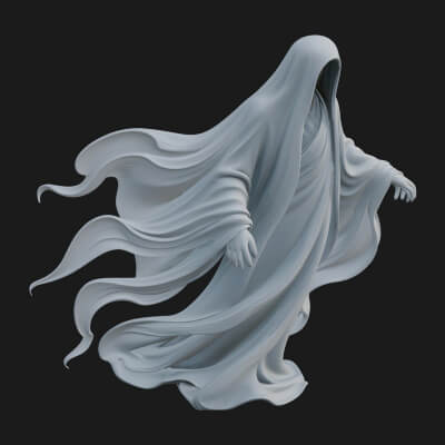 Floating Ghost Statue Design 2 3D Print Model